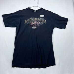Vintage Y2k Harley Davidson Shirt Men's Large Black Visalia Graphic Short Sleeve
